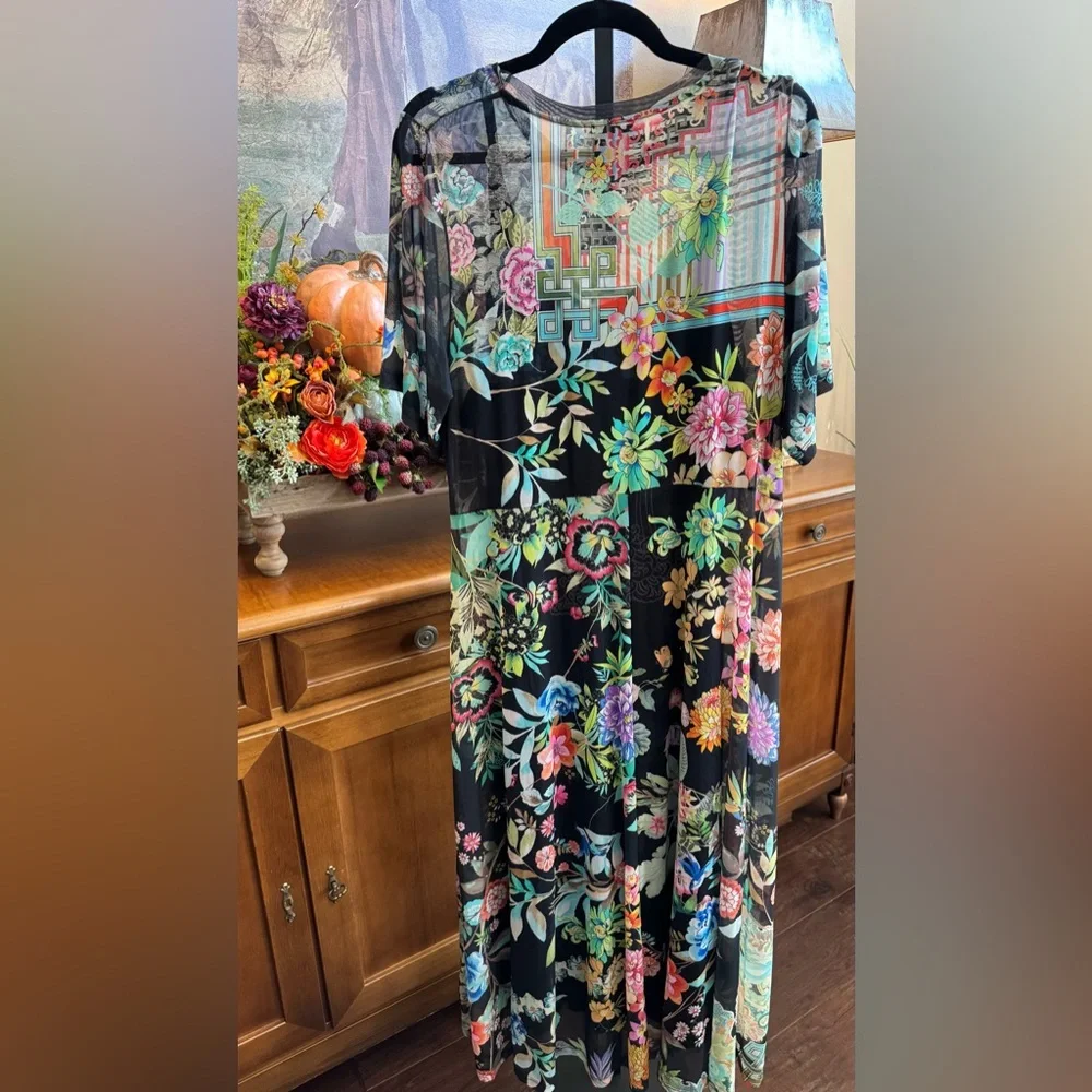 Johnny Was Black Floral Midi Dress - Picture 9 of 12